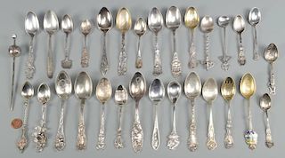 29 Souvenir Spoons plus pick, most sterling