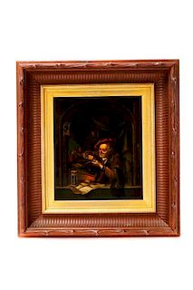 After Gerrit Dou, Scholar Sharpening Quill, O/T