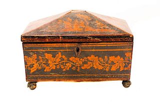 English Regency Penwork Box with Acorn Feet