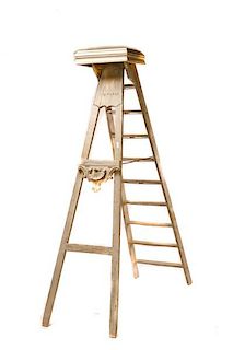 French Painted Pine Folding 10-Step Ladder