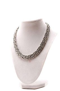 14k White Gold Byzantine Style Necklace