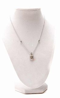 18K White Gold and Diamond Filigree Necklace