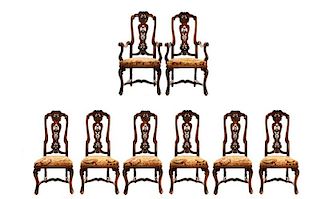 Set, 8 Portuguese Needlepoint Dining Chairs