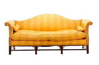 Chippendale Style Camel Back Upholstered Sofa