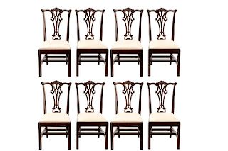 Set, 8 Mahogany Chippendale Style Dining Chairs