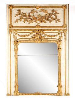 Polychromed Rococo Style Trumeau Mirror