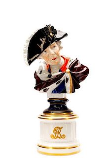KPM Porcelain Bust, Frederick the Great, Marked