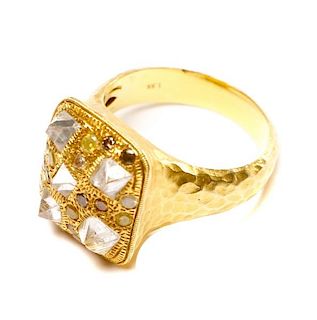 Custom 18k Yellow Gold & Uncut Diamond Ring