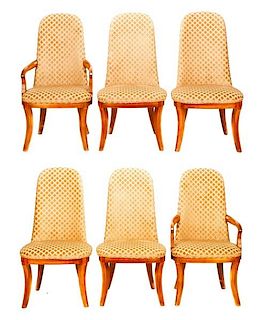 Set, 6 Henredon Maple Burl Dining Chairs