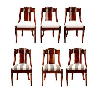 American Late Neoclassical Gondola Dining Chairs