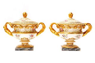 Pair, Chamberlain's Worcester Fruit Coolers c.1820