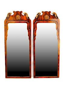 Superb Pair, Queen Anne Style  Walnut Mirrors