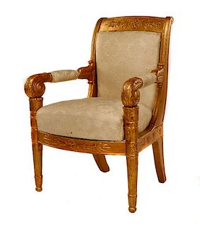 Fine Late Empire French Giltwood Fauteuil, Werner