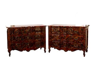 Pair, Louis XV Style Faux Painted Commodes