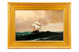 Edward Hoyer, Marine Oil Painting, Signed