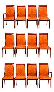 Set, 12 Italian Mahogany Dining Chairs