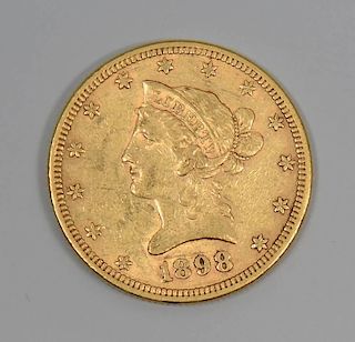 1898 US $10 Liberty Head Gold Coin