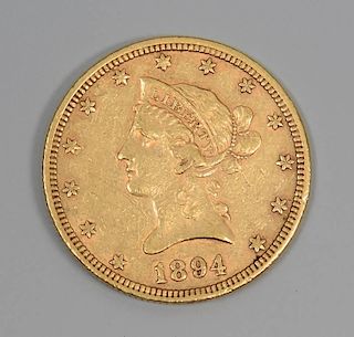 1894 US $10 Liberty Head Gold Coin