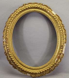 Antique Hudson River Style Carved Oval Frame