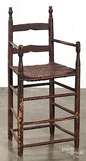 Painted ladderback highchair, 18th c.