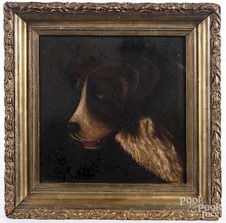 Oil on canvas dog portrait, ca. 1900.