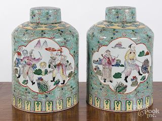 Pair of Chinese porcelain covered jars