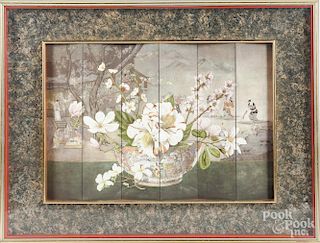 Printed folding screen in a shadowbox