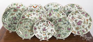 Eleven Chinese export porcelain plates