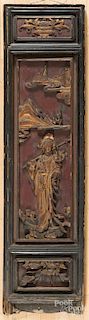 Chinese carved wood panel, early 20th c.