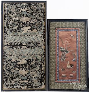 Two Chinese silkwork panels