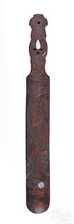 Chinese carved bamboo busk, late 19th c., 17'' l.