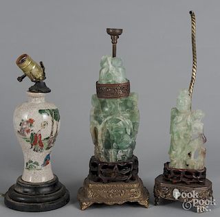 Three Chinese table lamps.