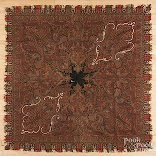 Kashmir paisley shawl, 72'' x 74''.