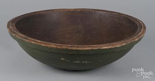 Large painted pine bowl, 19th c.