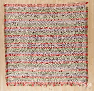 Jacquard coverlet, 19th c., with eagle corners