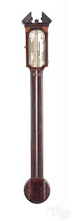English inlaid mahogany stick barometer, ca. 1800
