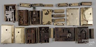 Twelve brass and iron box door locks
