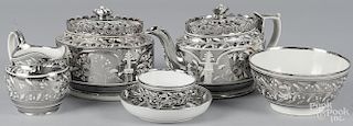 Silver resist lustre tea service.