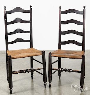 Two similar ladderback side chairs, 19th c.