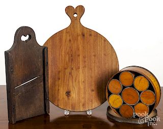 Three pieces of woodenware, 19th c.