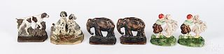 Group of cast iron bookends,