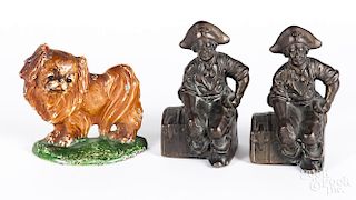 Pair of cast brass pirate bookends, 6'' h.