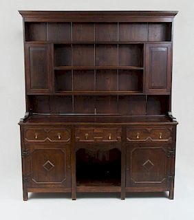 Jacobean-Style Stained Oak Welsh Dresser