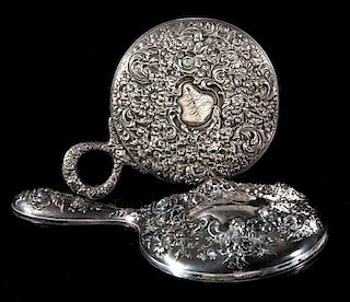 TWO EARLY 20TH C. STERLING SILVER HAND MIRRORS