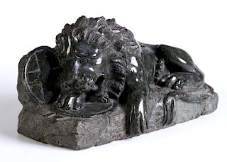 A 19TH CENTURY CARVED MARBLE LION OF LUCERNE