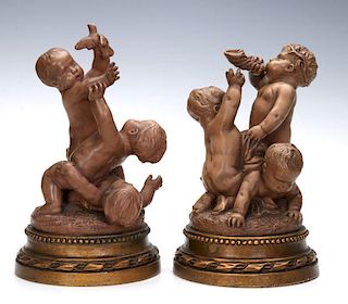 EARLY 20TH C FRENCH TERRA COTTA CUPIDS AFTER FALCONET