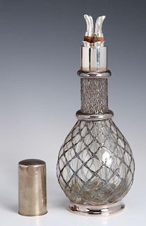 A FRENCH STERLING WRAPPED FOUR-CHAMBER BOTTLE