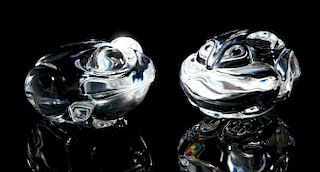 TWO STEUBEN CRYSTAL FIGURAL HAND COOLERS