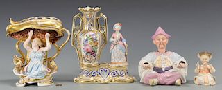 Figural porcelains and nodders, 4 items