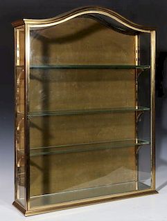 A HEAVY 20TH CENTURY SOLID BRASS DISPLAY CABINET